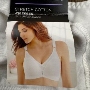 NWT Bali Cotton Stretch Wirefree Bra 38C White DF3036 Signature M-Frame Support